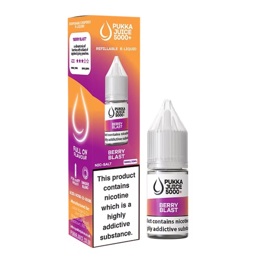 Pukka Juice 5000+ Nic Salts e liquids 10ml Box of 10