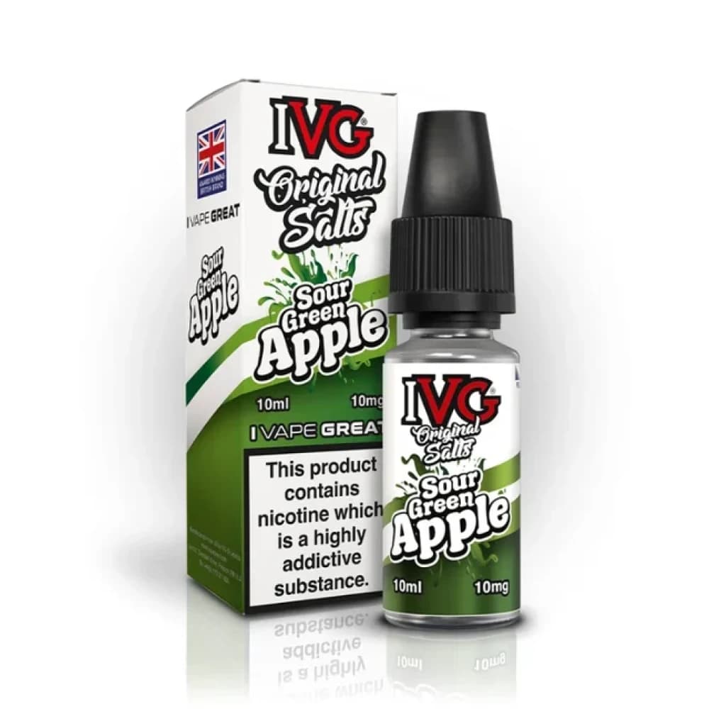  Sour Green Apple / 10mg IVG Original Salts 10ml Box of 10